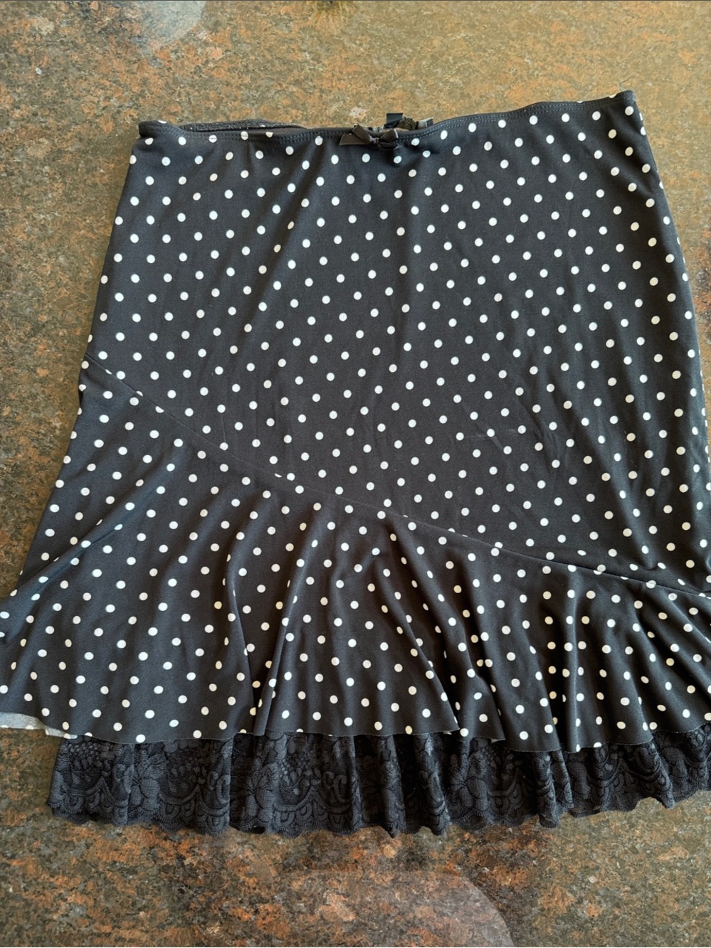 Rampage Black and White Polka Dot Ruffle Lace Underlay Skirt